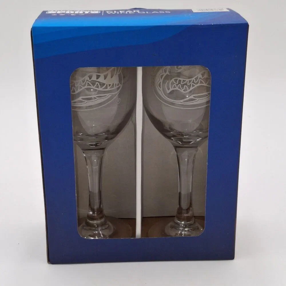 Florida Gators Wine Glasses Logo In White Set Of 2, 12 oz Team Sports